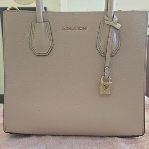 Michael Kors Cream Satchel Structured Leather Minimalist Design